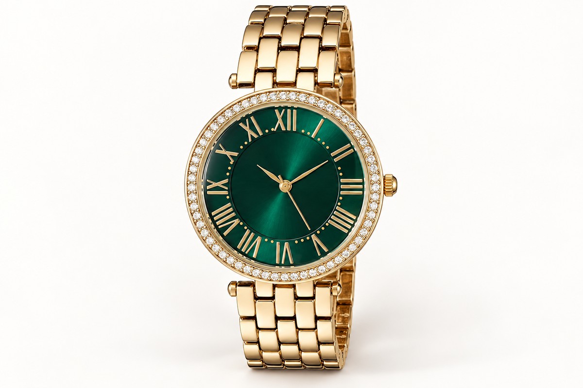 TB-6160 / Brazalete con esfera verde y números romanos
