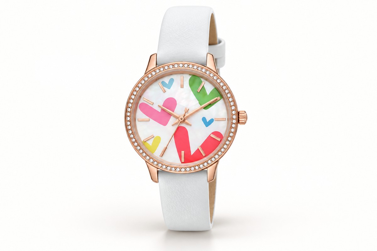TB-4617 / Reloj de cristales con motivos de corazones