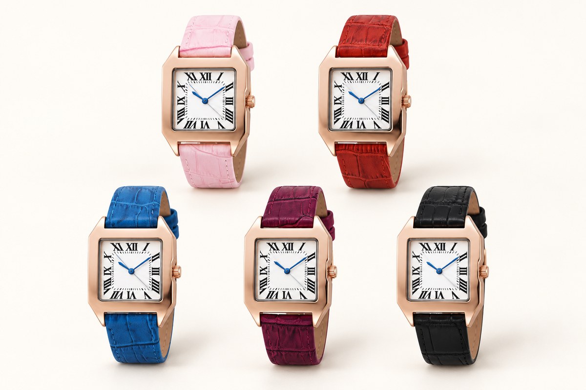 TB-4048 / Reloj femenino cuadrado de cuero