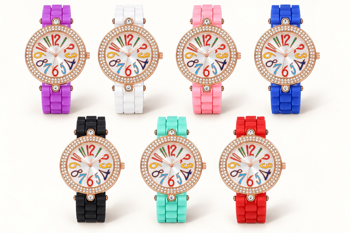 TB-6054 / Reloj de cristales con correa de silicona de colores