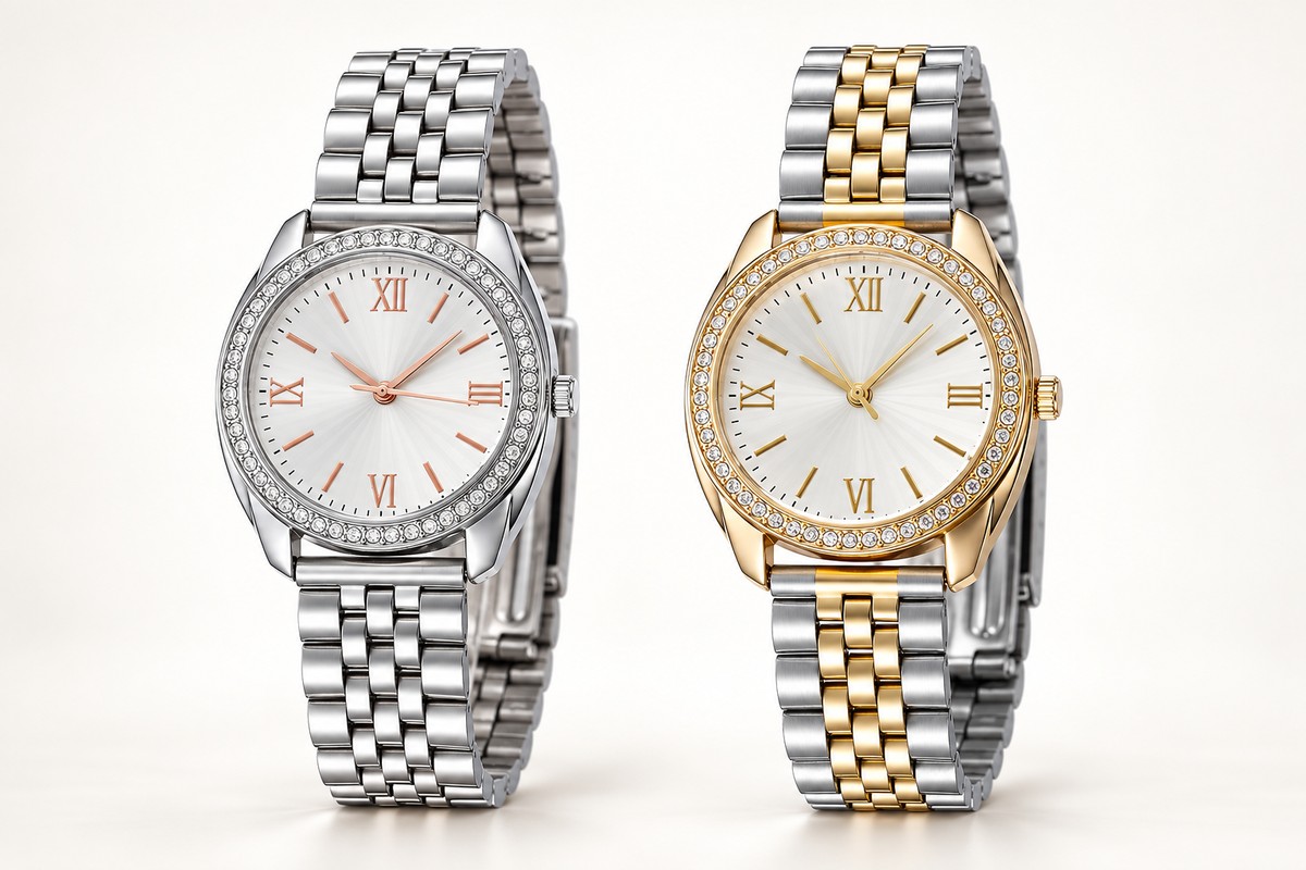 TB-4308M / Reloj femenino con bisel de cristales